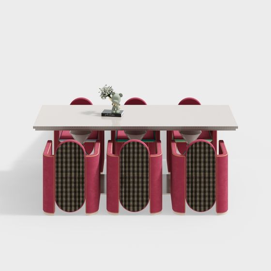 Retro Desk and Chair Set 3D model