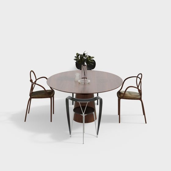 Elegant Round Table and Chair Set 3D model for Modern Interiors