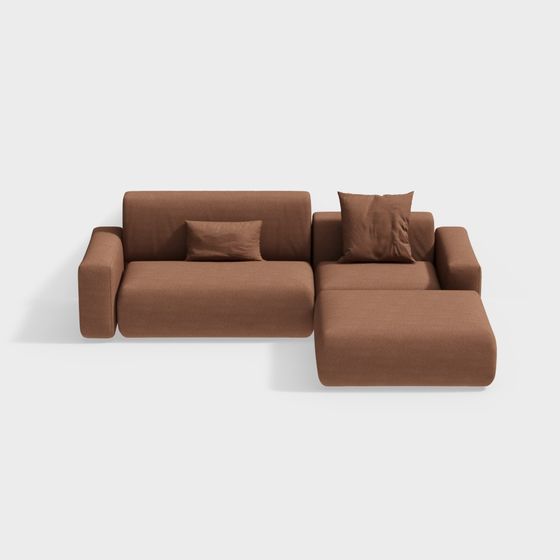Stylish Low-Polygon Sofa 3D model for Modern Interiors