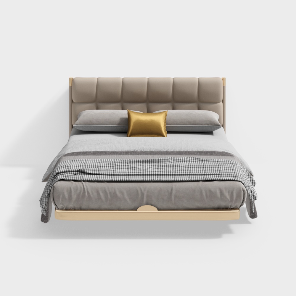 Baisheng Light Luxury Style Leather Art Metal Bedroom 1.8m Double Bed-House of Light-BSGC88015X