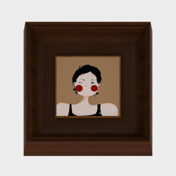 Vintage Framed Girl 3D model for Creative Projects