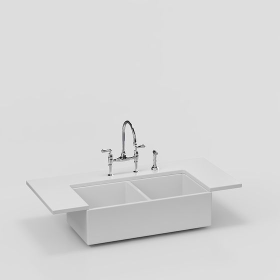 Modern Low-Poly Kitchen Sink 3D model