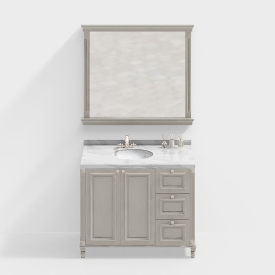 Elegant Bathroom Cabinet 3D model for Modern Interiors