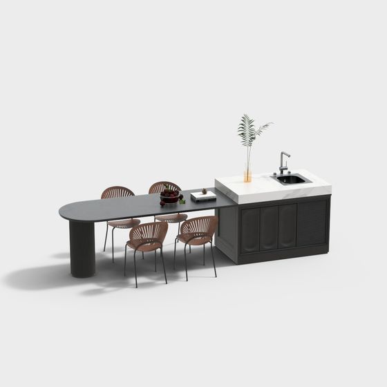 Stylish Low-Polygon Kitchen Island 3D model