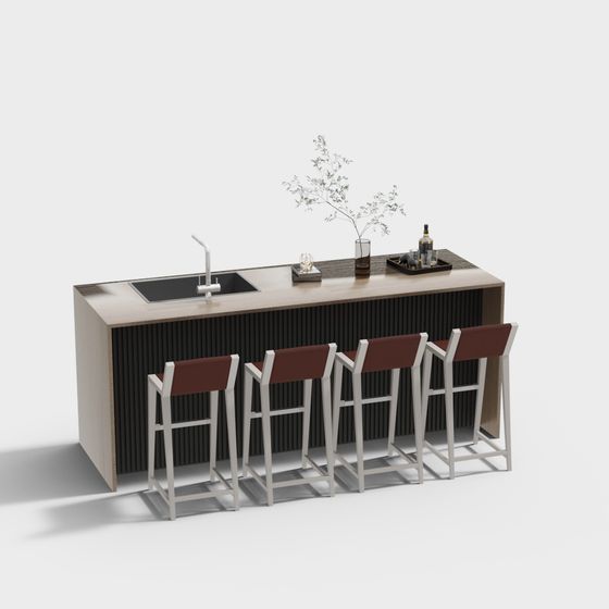 Modern Low-Polygon Bar Counter 3D model