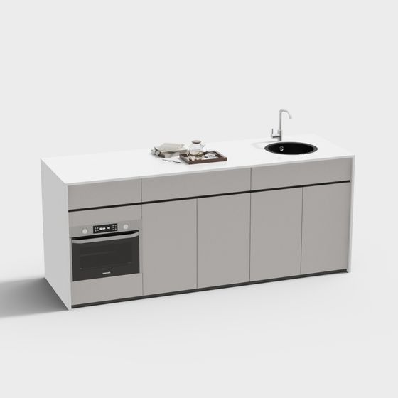 Sleek Kitchen Island 3D model for Contemporary Interiors