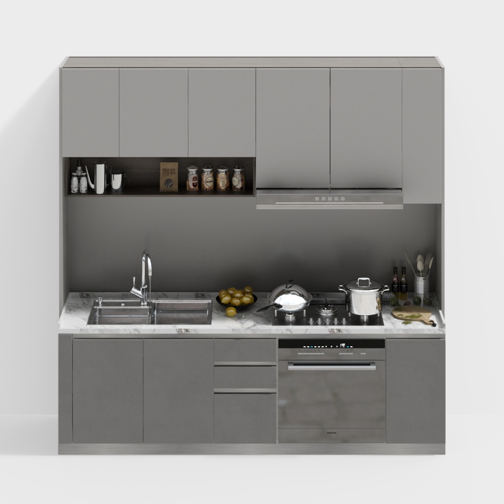 Modern home integrated kitchen cabinet