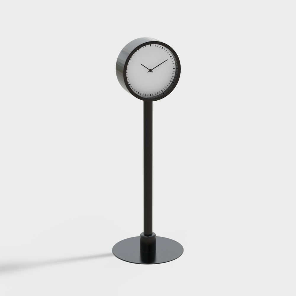 Minimalist Floor Clock 3D Model – Reflective Metal Design