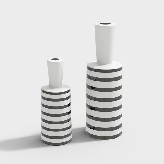 Stylish Striped Vase 3D Model for Creative Spaces