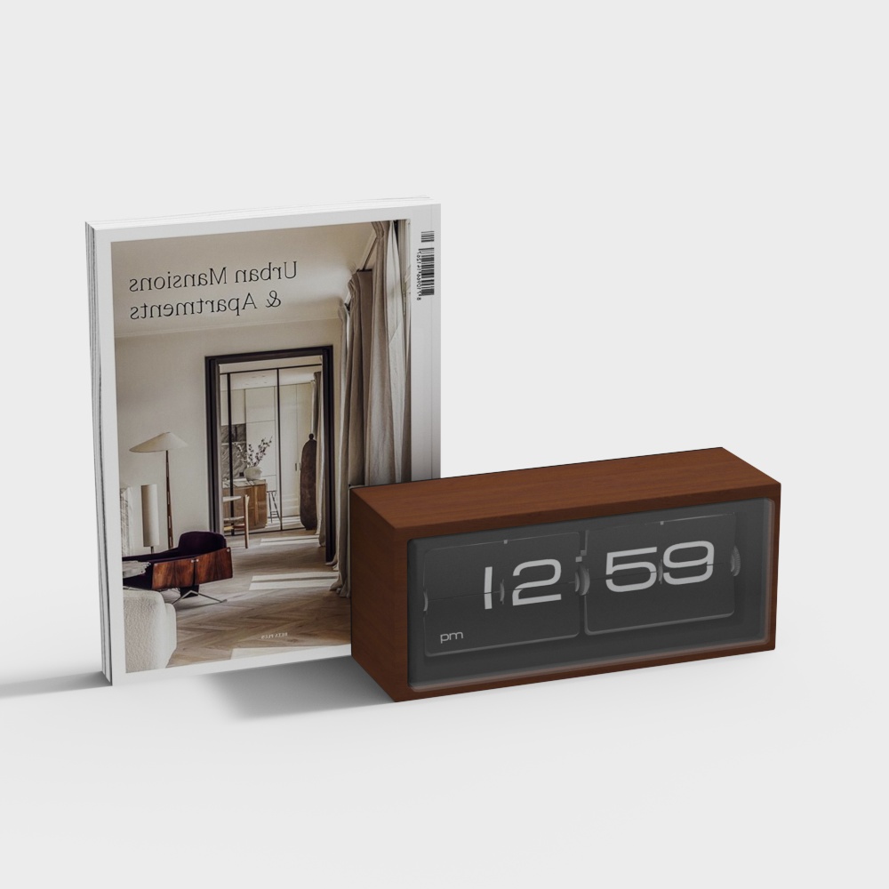 Stylish Flip Digital Clock 3D model