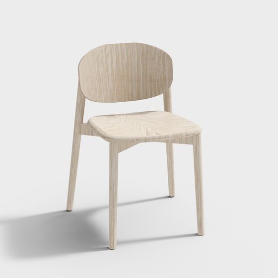 Modern Minimalist Wooden Chair 3D model