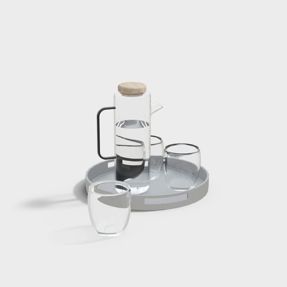Stylish Glass Coffee Set 3D model