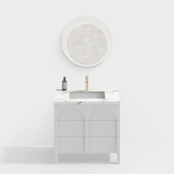 Elegant Low-Poly Bathroom Cabinet 3D Model