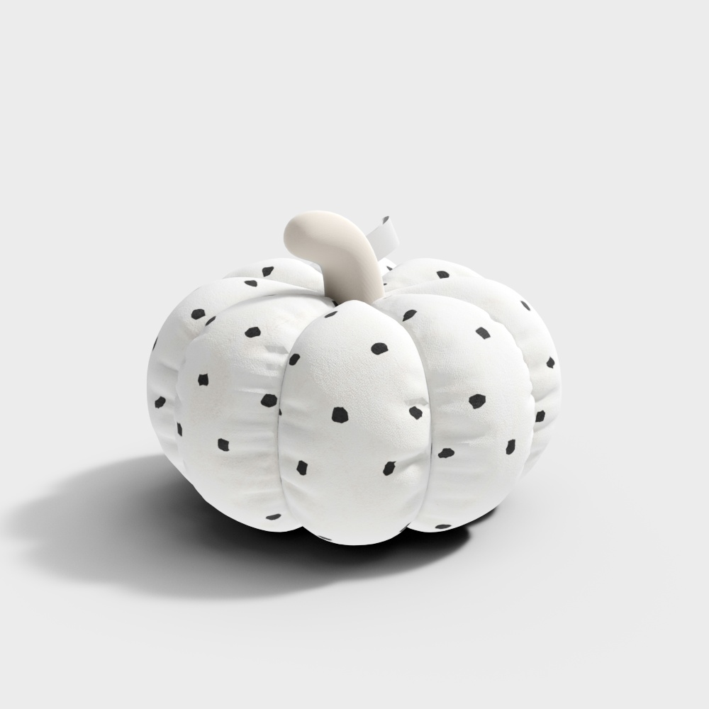 Unique Low-Poly Pumpkin 3D Model – White with Black Dots