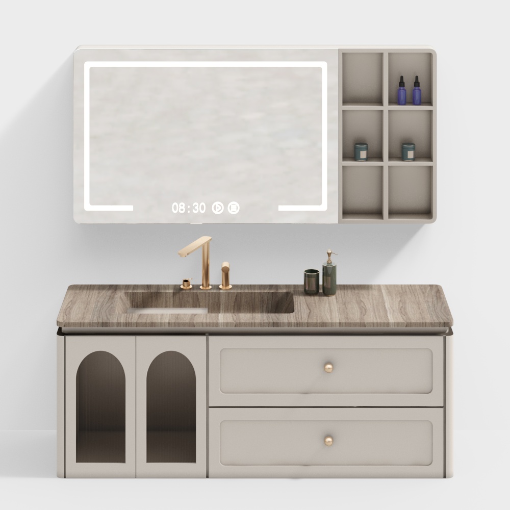 Tủ phòng tắm kiểu không khí kem hiện đại