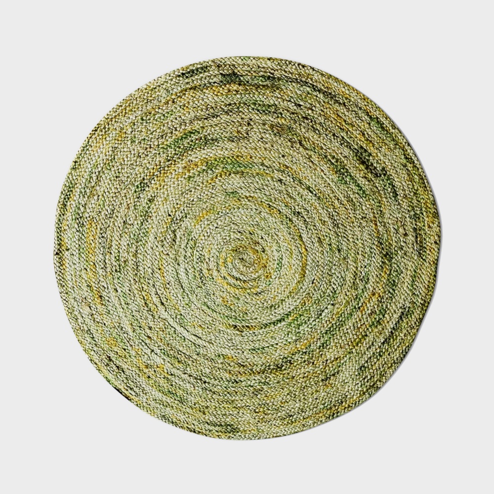 Зеленый круглый плетеный ковер
