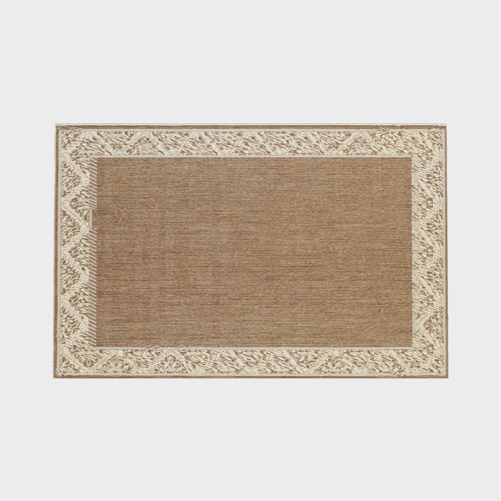 Rustic Carpet 3D Model – Beige Floral Low-Poly Rug