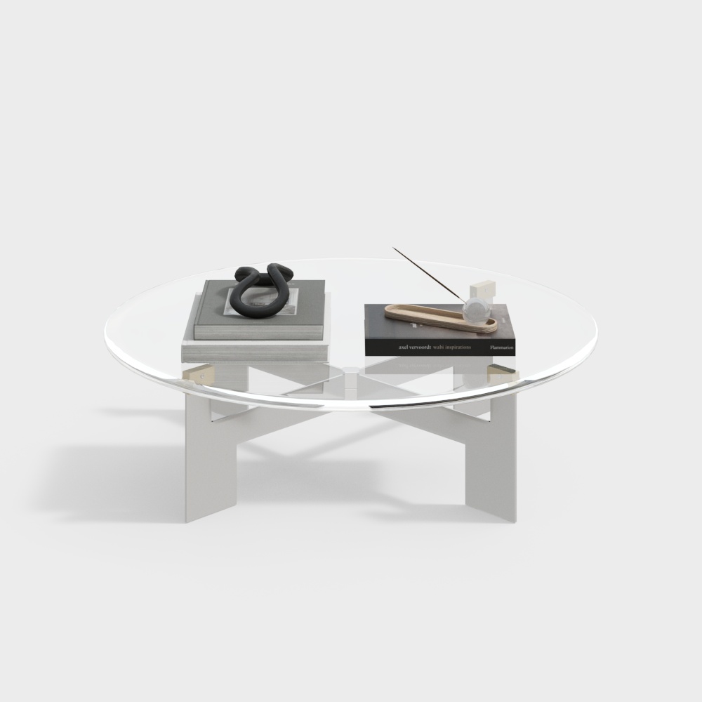 Minimalist Round Table 3D Model – Glass and Metal
