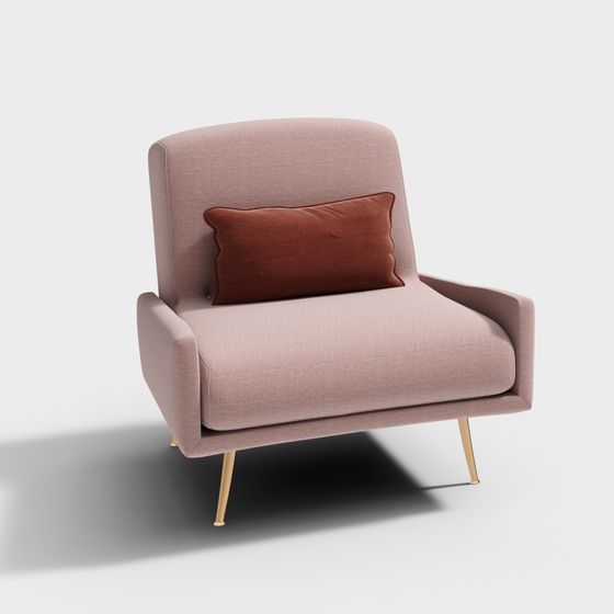 Chaise longue simple en tissu rose moderne