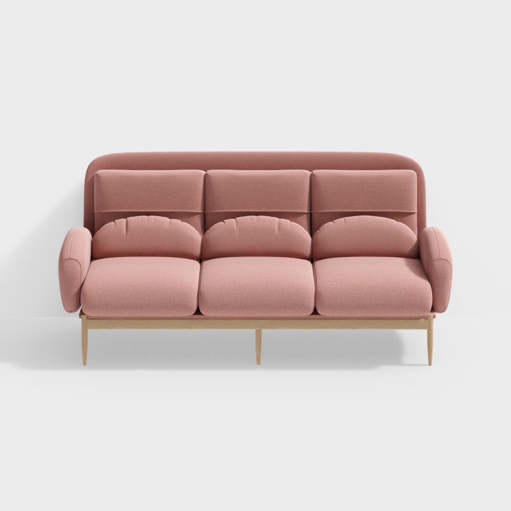 Stylish Low-Polygon Sofa 3D Model – Scandinavian Design