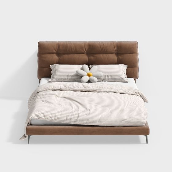 Elegant Low Poly Bed 3D model