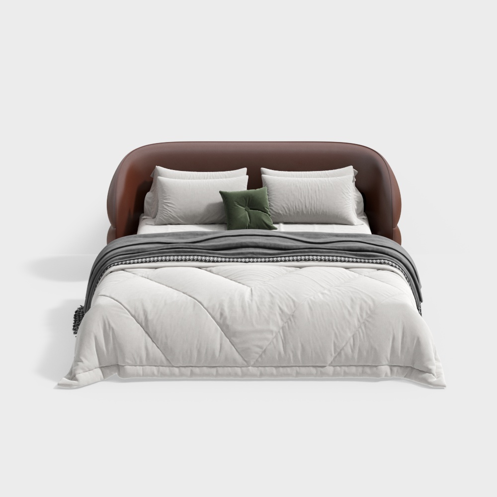 Modern bedroom leather double bed