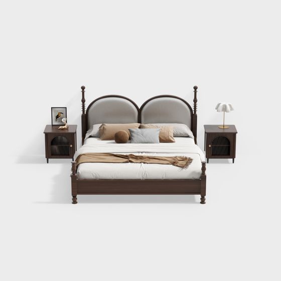 Vintage Modern 3D Bed Frame Model