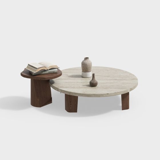 Elegant Round Table and Side Table 3D model