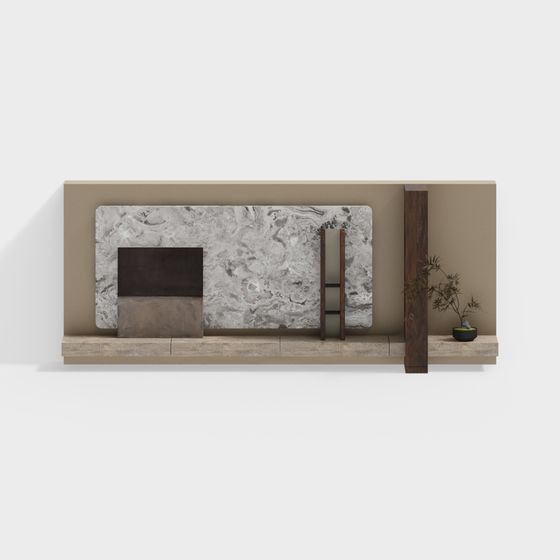 Modern Minimalist Fireplace Mantel 3D model