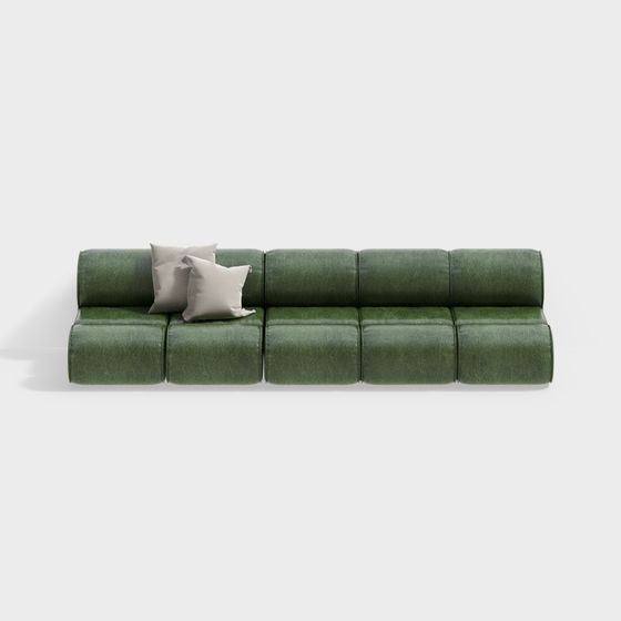 Stylish Low-Polygon Sofa 3D model for Modern Interiors