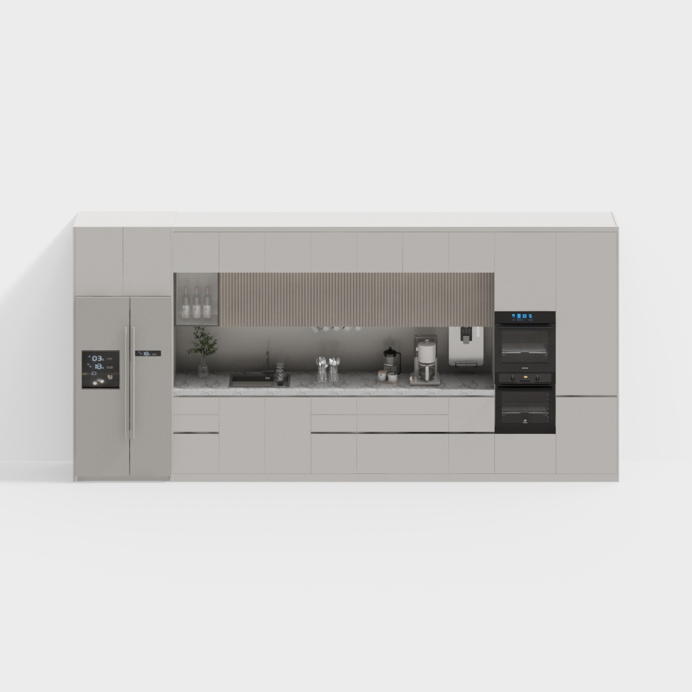 Modern 3D Kitchen Design Model – Minimalist Urban Style