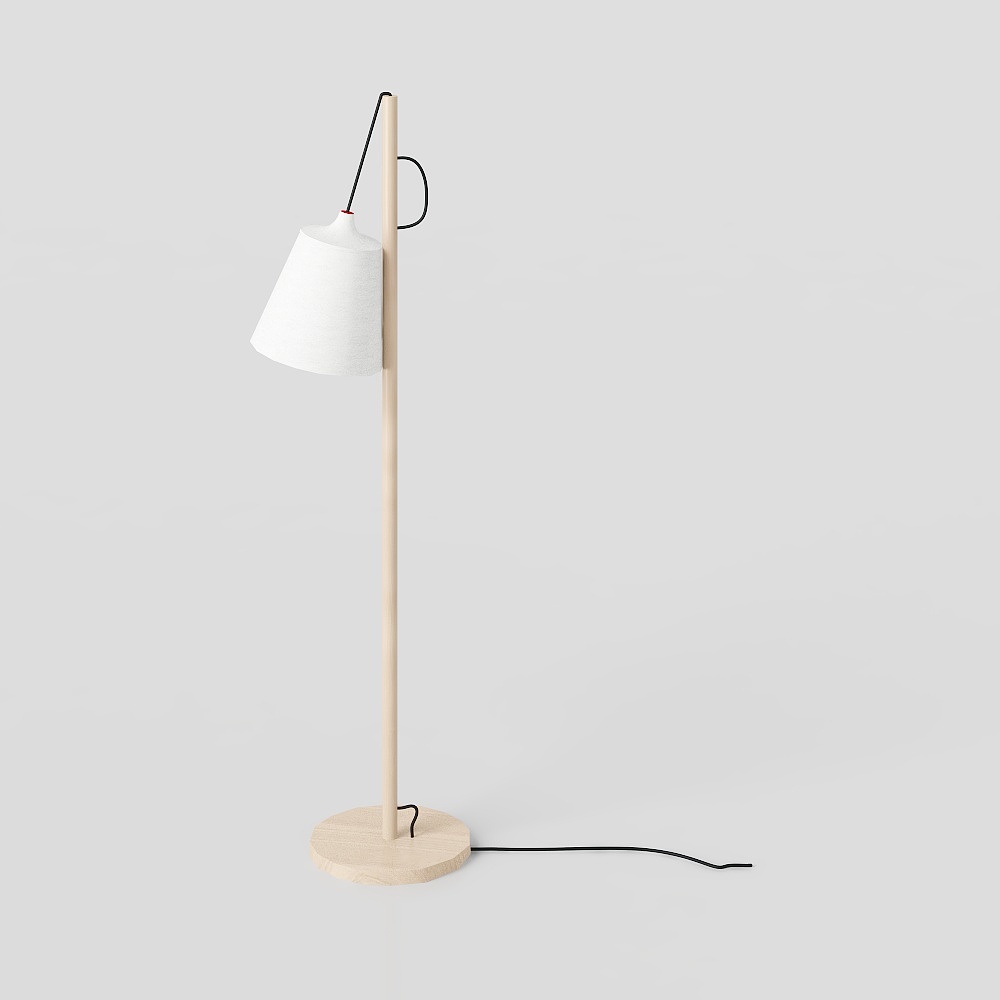 Unique Modern Minimalist Lamp 3D Model – Wood & White Shade