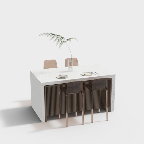 Black Walnut Kitchen Center Island 3D Model