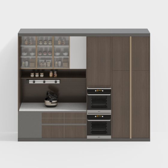 Stylish Low-Poly Kitchen Cabinet 3D Model