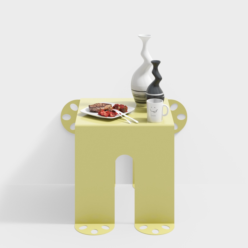 Creative Dining Table 3D Model – Low-Poly Yellow Surface