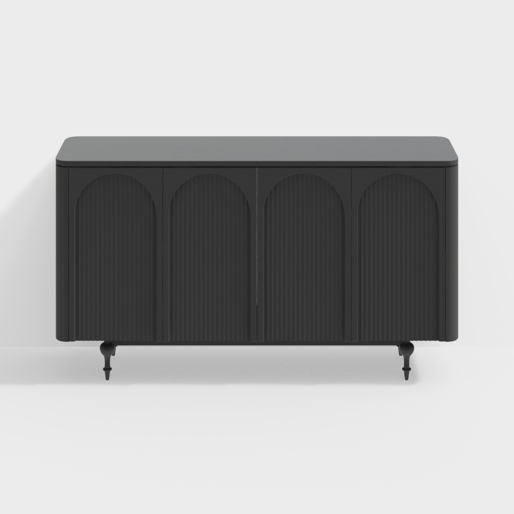 Urban Style Storage Cabinet 3D Model – Low-Poly Black Design