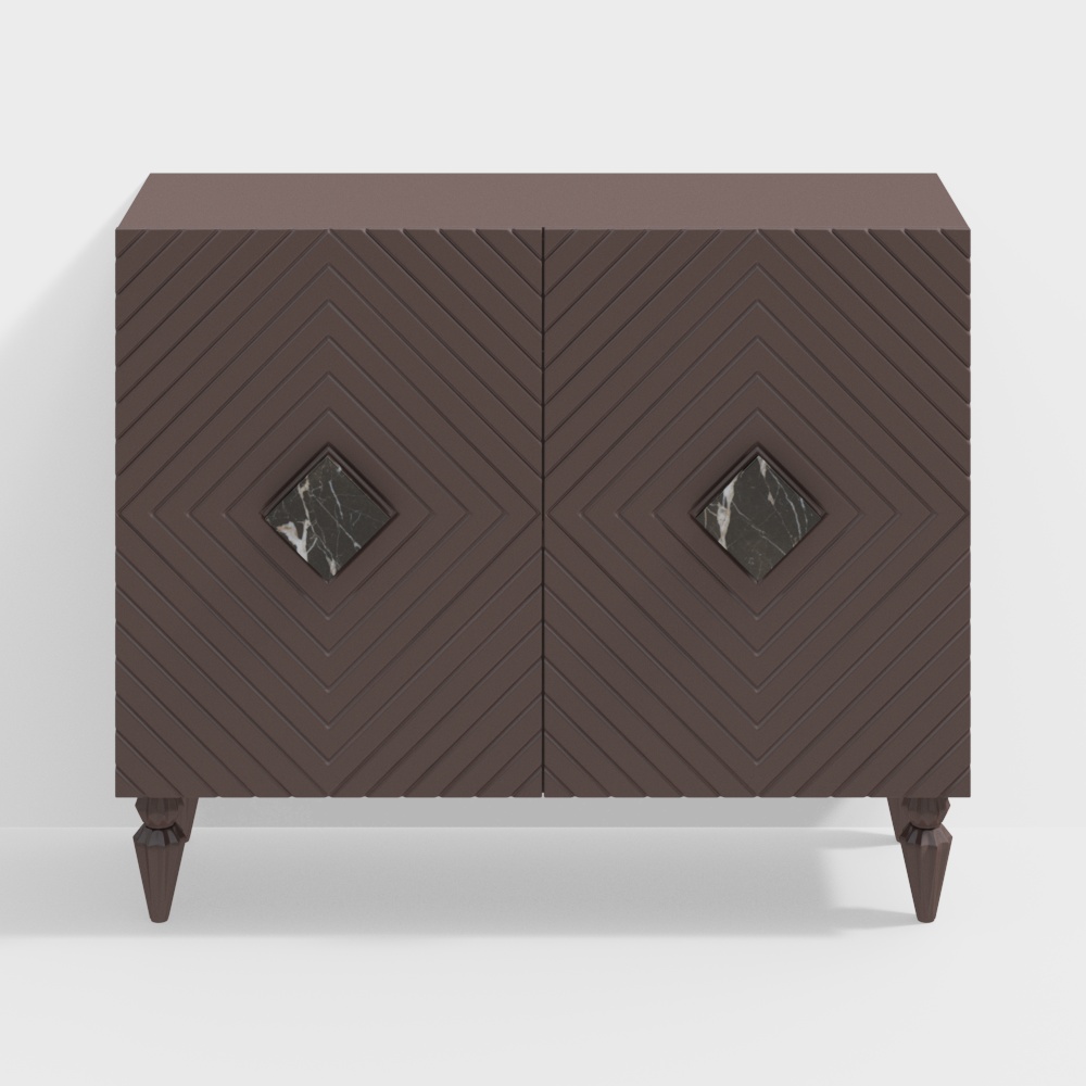 Diamond Marble Cabinet 3D Model – Geometric Marble Design