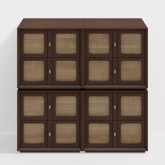 Modern Ancient Style Brown Side Cabinet 3D Model