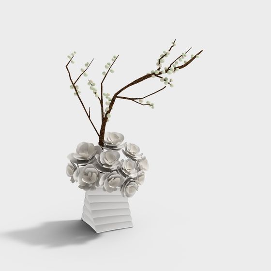 Elegant Winter Vase 3D model for Creative Spaces