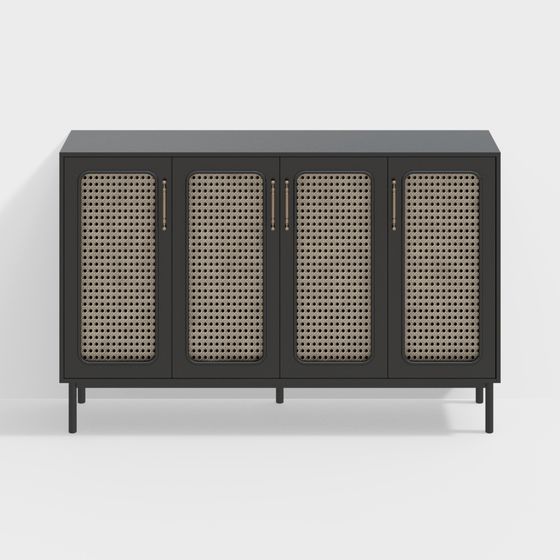 Stylish Rattan Cabinet 3D model
