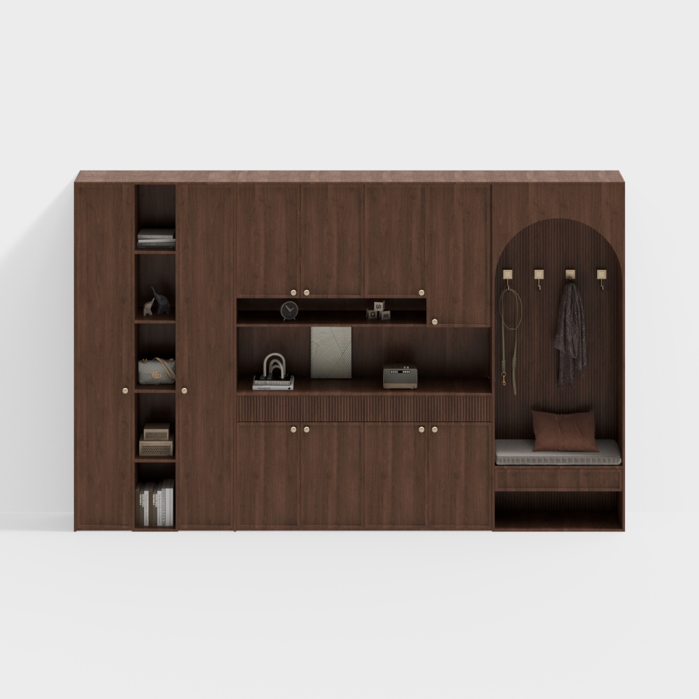 Urban Entryway 3D Model – Low-Poly Wood Interior