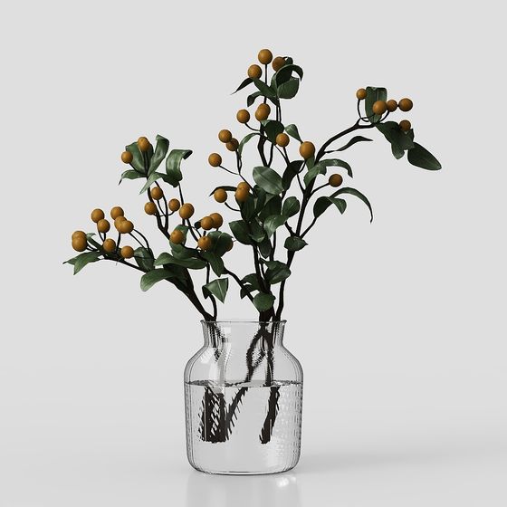 Vibrant Branches 3D Model with Fruits for Natural Decor