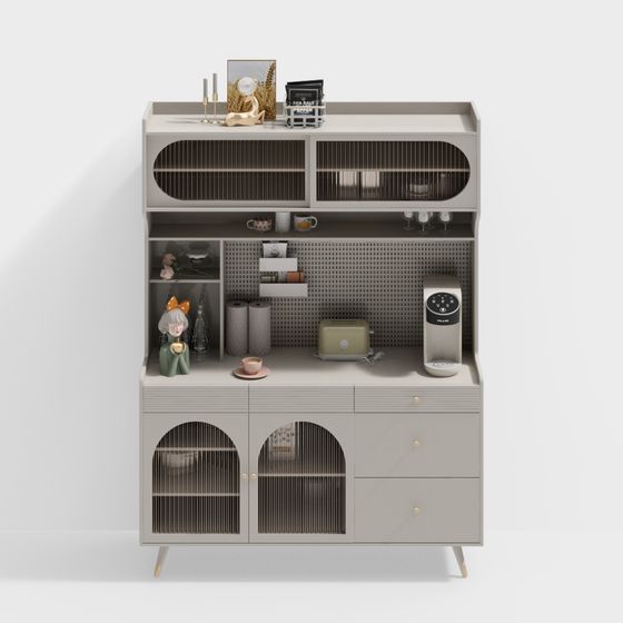 Wood Color Nordic Side Cabinet 3D Model