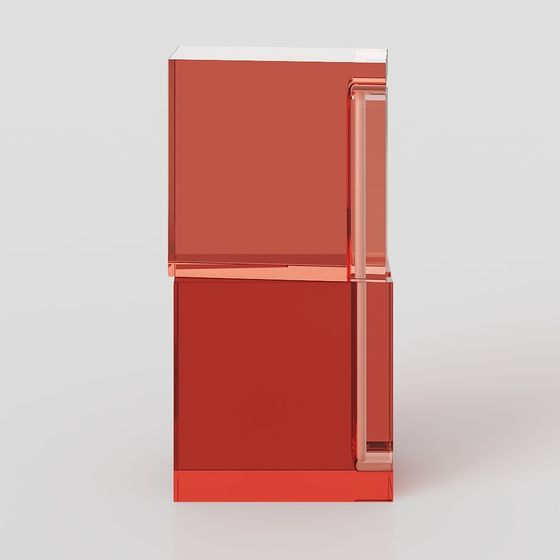 Modern Coral Red Refrigerator 3D Model for Creativity