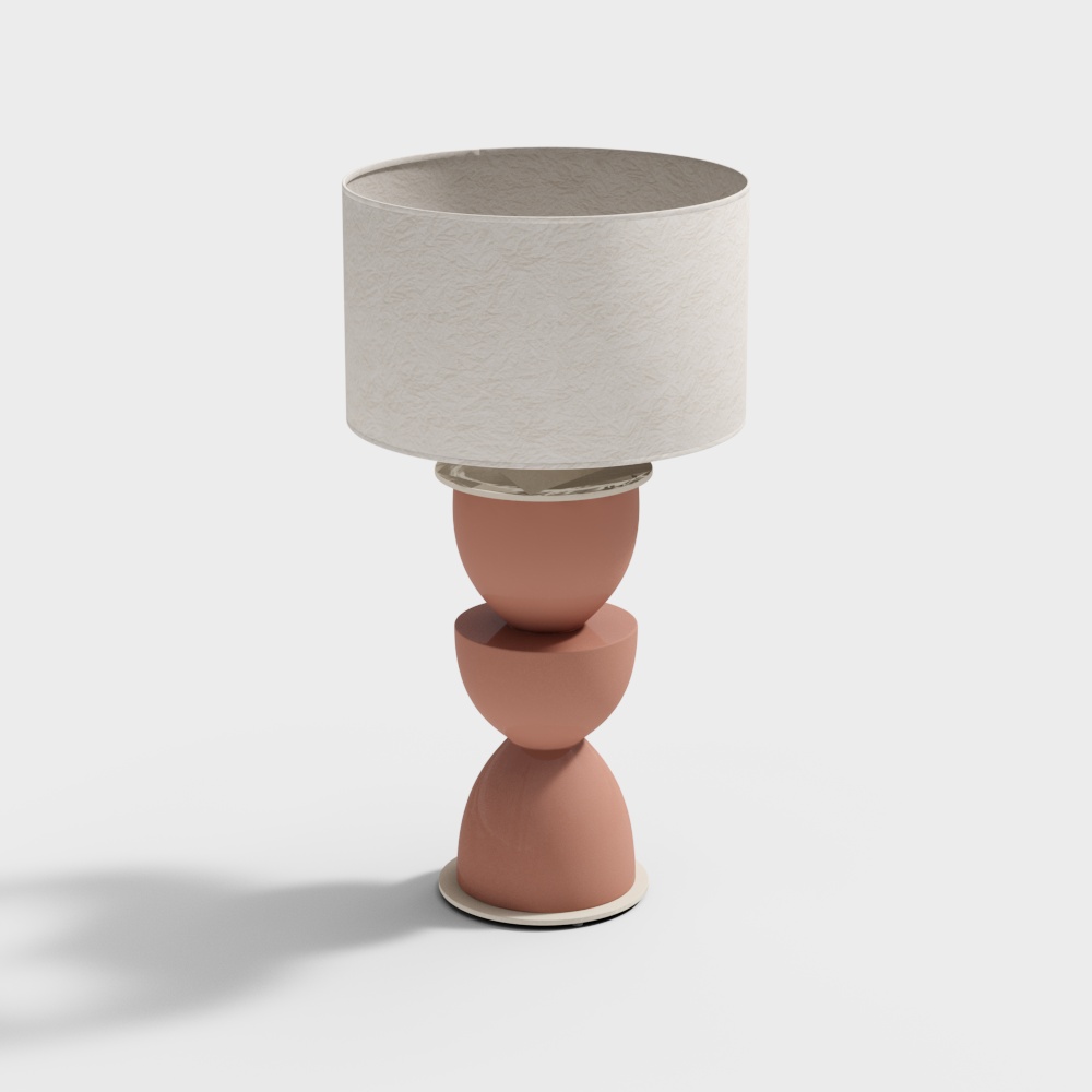 Elegant Low-Poly Table Lamp 3D Model – Warm Coral Base