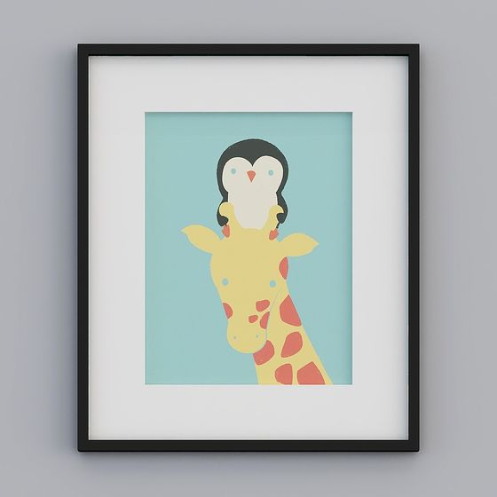 Giraffe and Penguin Art 3D model for Creative Projects