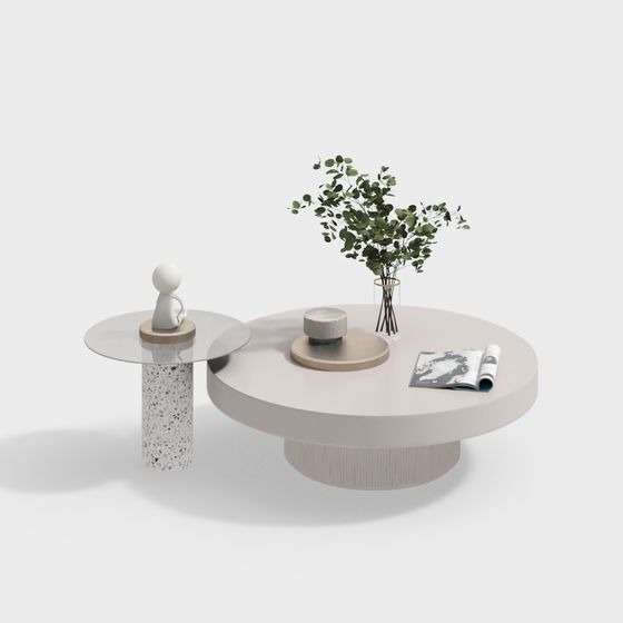 Round Table and Side Table Set 3D model