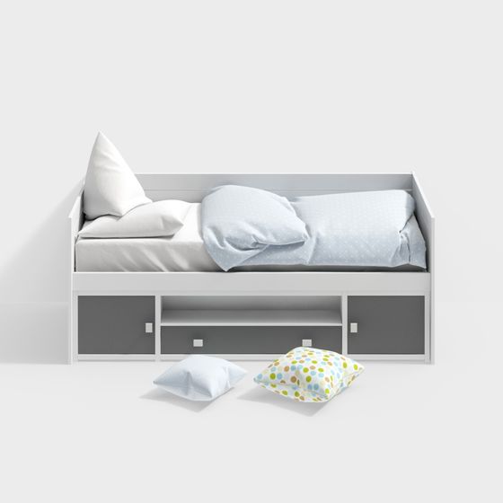 Elegant Modern Minimalist Bed 3D model