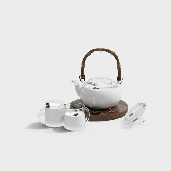 Elegant 3D Tea Set Model for Creative Projects