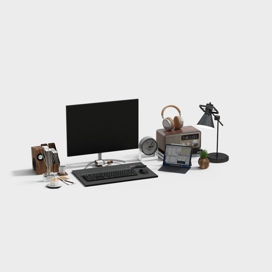 Computer Desk Lamp with Books Decoration in Black